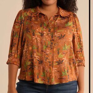 *NWT* Women's Democracy 2X 3/4 sleeve rayon blouse